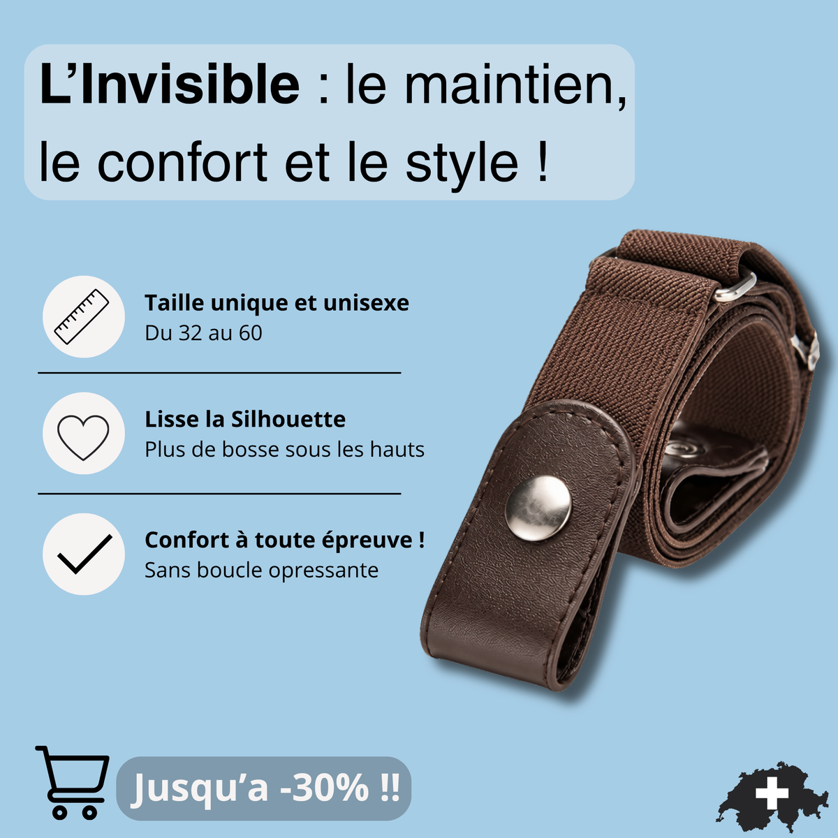 L’Invisible – Ceinture sans boucle ajustable
